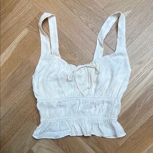 Reformation Cream Ruffled Tank Top
